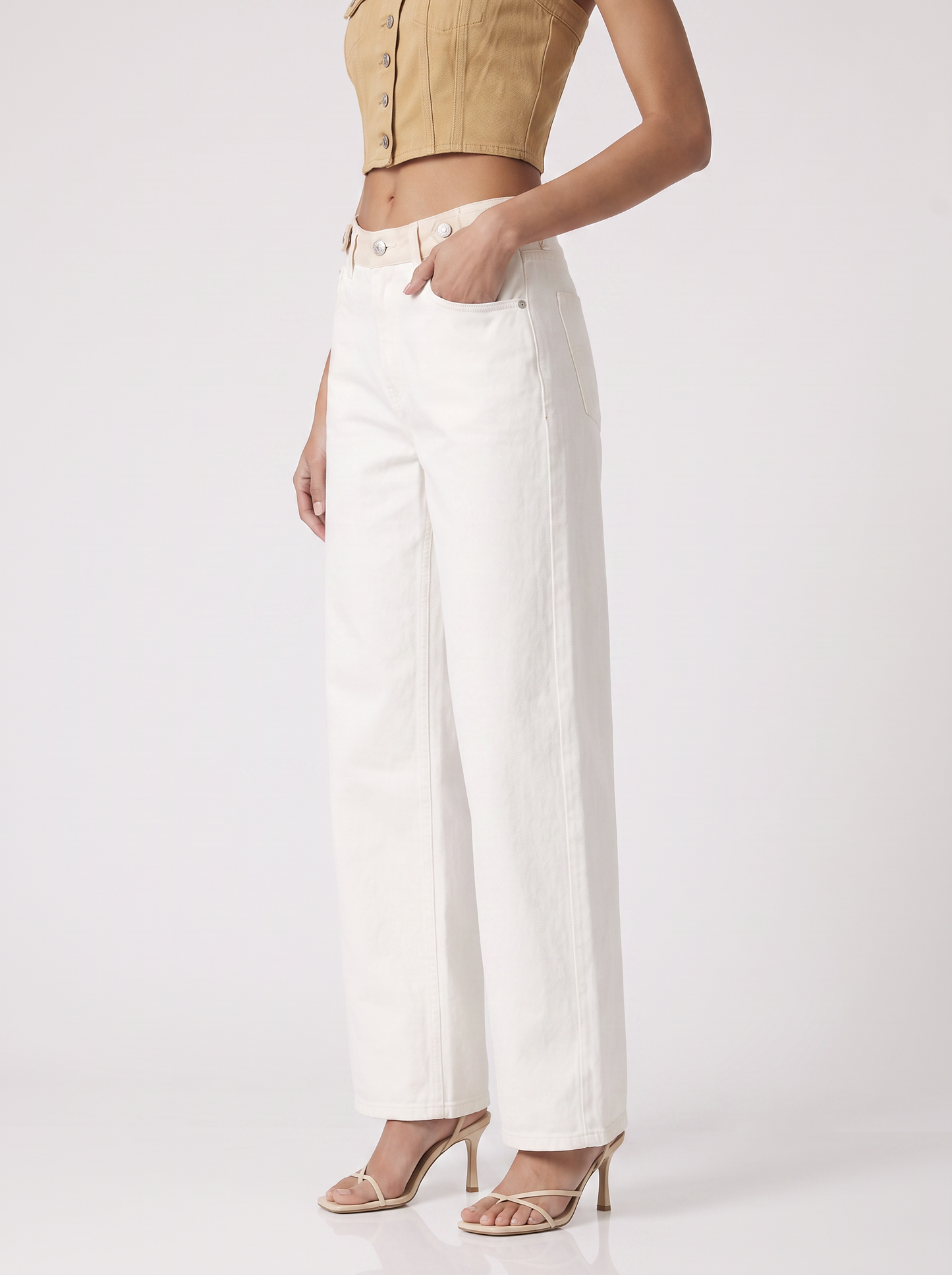 Freedom Jeans with Adjustable waist- White