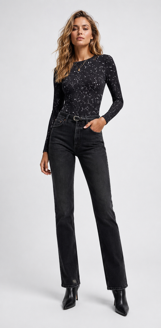 Stars Bodysuit - Black